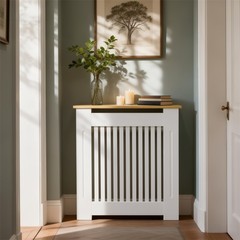 Modern Radiator Cover with Table Top, White Radiator Cabinet, Enclosure for Home