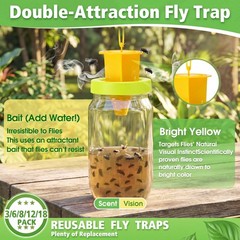 18 Pack Fly Traps Outdoor, Reusable Fly Catcher Bottles with Hanging Flies Tr…