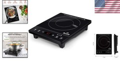 Portable Induction Cooktop Countertop Burner Touch Timer 1800W Black