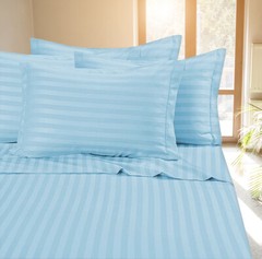 Fine 400 Thread Count 100% Cotton Sateen Bed Sheet Dobby Stripe