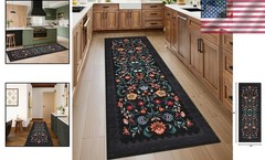 2.5×8 Floral Boho Runner Rug – Machine Washable & Non-Slip, Perfect for Hallways