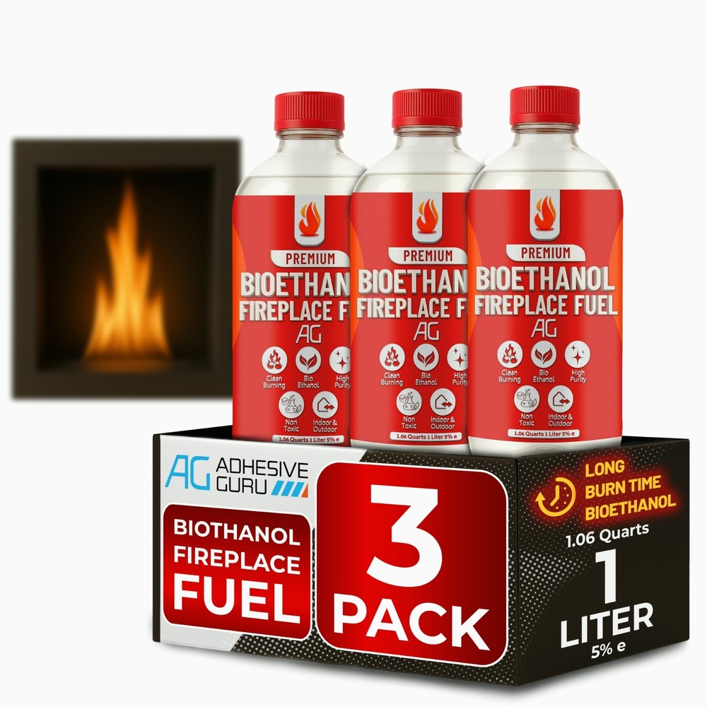 Bio Ethanol Fireplace Fuel (3×1 L) For Tabletop Fires, Stoves,Versatile Clean