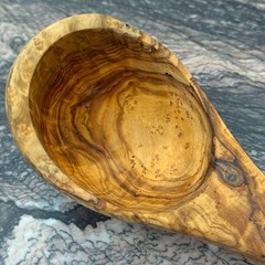 10″ Olive Wood Ladle Handmade in Tunisia, Gorgeous Unique Wood Characteristics