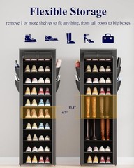 Spacious 10-Tier Metal Shoe Organizer with Dust Cover – Perfect for Any Room
