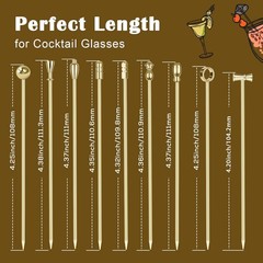 Metal Martini Cocktail Picks Gold, Skewers for Olive 4.2 in to 4.38 in, Stainles
