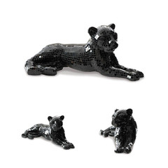 Drice Mosaic Black 24.25 In. X 10.25 In. Panther Glass Sculpture