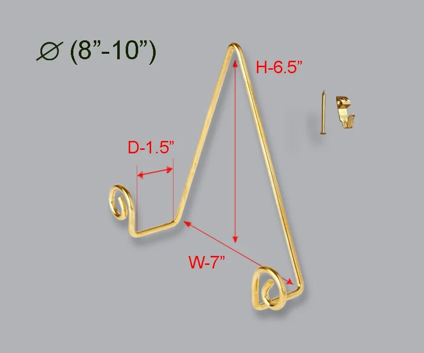 Bard’s Gold-Toned Wall Mountable Curled Plate Hanger for Plates 8″ – 10″ in Diam