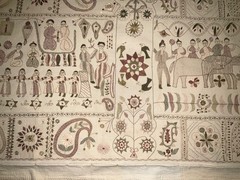 Lg Aarong Embroidered Tapestry Folk Art Bangladesh Pictorial Tapestry 31″ x 78″