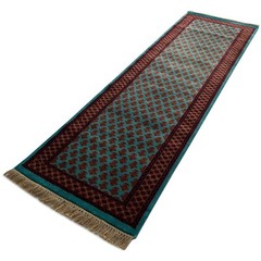 2.5×8 feet Runner Rug Hand Knotted Wool Traditional Lichi, Turquoise