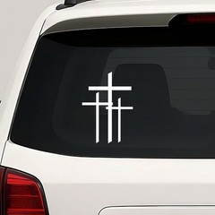 Triple Cross Vinyl Die Cut Decal Sticker – Three Calvary Jesus Christ God