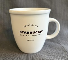 Starbucks Seattle WA Coffee Mug 12 Fl Oz White Ceramic Hand Wash Only Logo