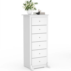 6 Drawer Tall Chest Dresser Wooden 52″ High Narrow Storage Cabinet Small Space