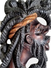 Bob Marley Hand Carved Wood Mask 12.5″ Folk Art Reggae Rastafarian Decor