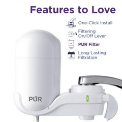 PUR FM3333B Faucet Water Filtration System- Vertical Mount, White, Lead Reducing