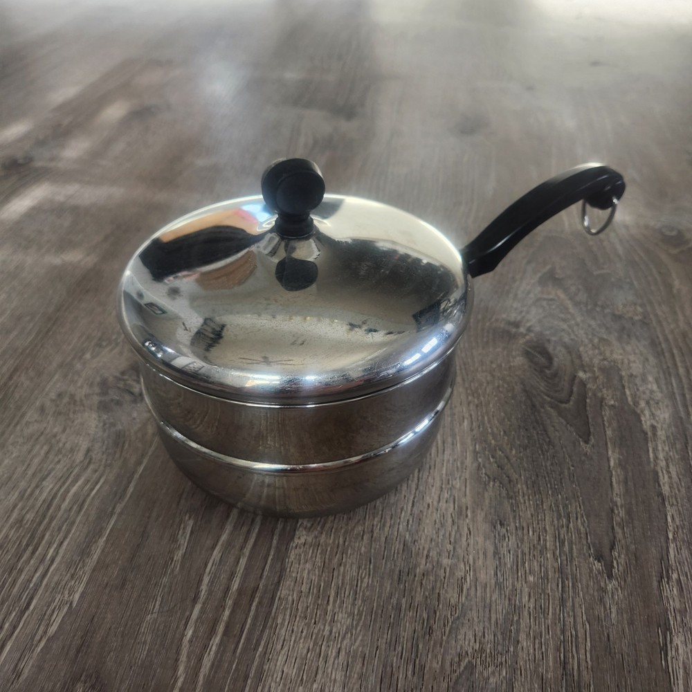 Vintage Farberware Double Boiler Insert Pan with Lid Stainless Steel 2 – 2.5 Qt