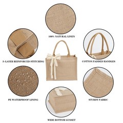 Karinoos 8Pcs Burlap Tote Bag Set Handles Waterproof Reusable Blank Grocery