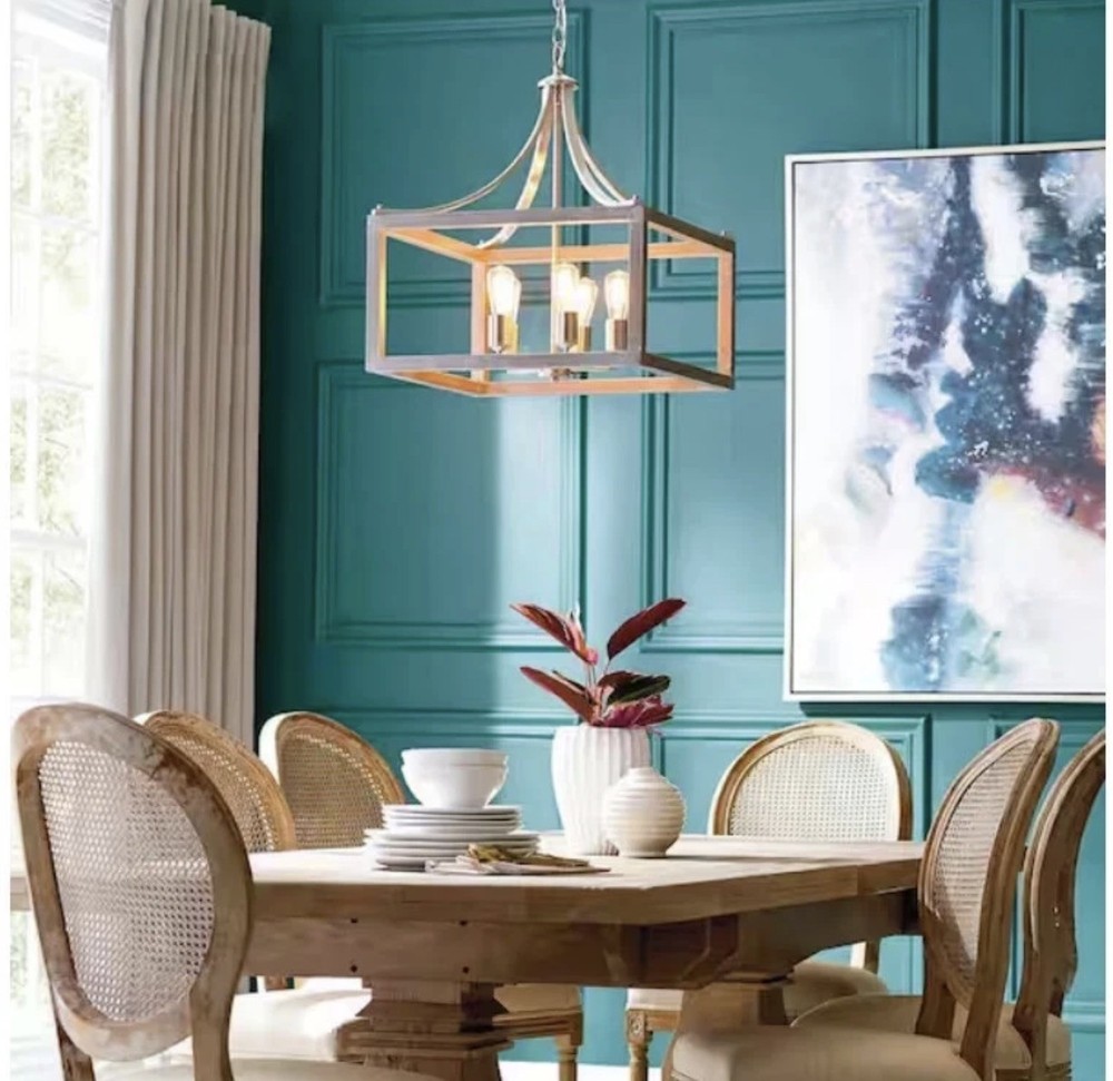 Hampton Bay Boswell Quarter 5-Light Brushed Nickel Weathered Wood Chandelier