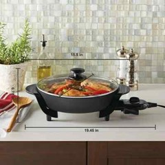 Mainstays 12″ Round Ceramic Skillet, Black,Nonstick, 1200W Dishwasher Safe