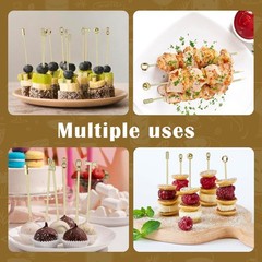 Metal Martini Cocktail Picks Gold, Skewers for Olive 4.2 in to 4.38 in, Stainles