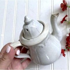Vintage Chippy Ironstone Teapot Lidded Classic White Stained Crazed