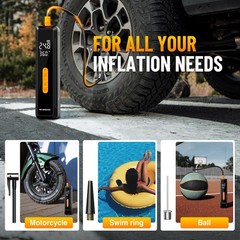 Tire Inflator Portable Air Compressor 150PSI Air Pump w/Pressure Gauge LED Light