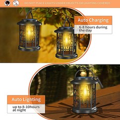2 Pack Solar Powered Waterproof Outdoor Hanging Lanterns – Warm White Solar LED