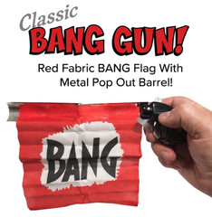 1 BANG GUN RED FLAG Clown Comedy Gag Toy Joke Stage Prop Joker Fake Metal Pistol