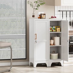 46″ H Metal Pantry Cabinet Metal Storage Locker with Door and Adjustable Shelves