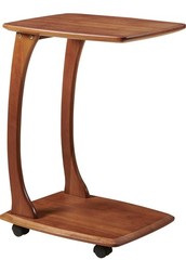 Emerson Solid Wood End Table with Rolling Wheels, C Shaped Side Table, TV…