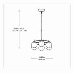 Monteaux Lighting 24.25 in. 6-Light Black and Gold Hanging Pendant Light Fixture