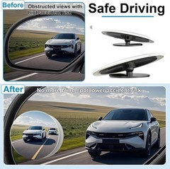 Car Blind Spot Mirror, HD Glass Wide Angle Side Rear View Mirror, round Stick-On