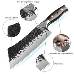 Cleaver Knife Hand Forged Kitchen Knife Hammered High Carbon Steel Chef’s Knife