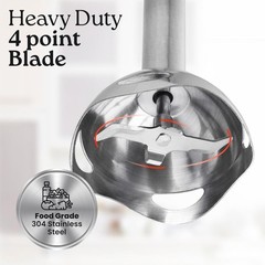 Zulay 800W Immersion Hand Blender – Turbo Stick Mixer, Stainless Blades