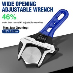 WORKPRO 6-inch Stubby Adjustable Wrench 1.5″ Wide Jaw Opening Wrench Metric/SAE