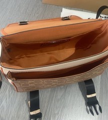 Racer Messenger In Colorblock Signature Canvas CT753 Silver/Chalk/Tan/Maple