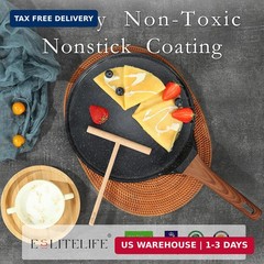 ESLITE LIFE 9.5 Inch Crepe Pan with Spreader, Nonstick Granite Coating Dosa Pan,