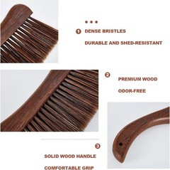 Hand Broom Soft Bristles Duster with Solid Wood Handle Quick Dusting Brush