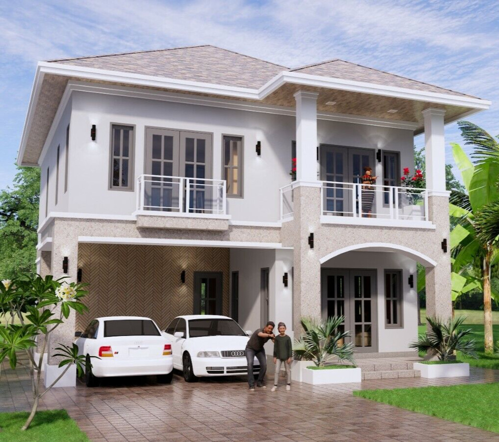 Custom House Plan 9×11 Meter 26×36 Feet 5 Beds 3 Baths Hip Roof (A4 Hard Copy)