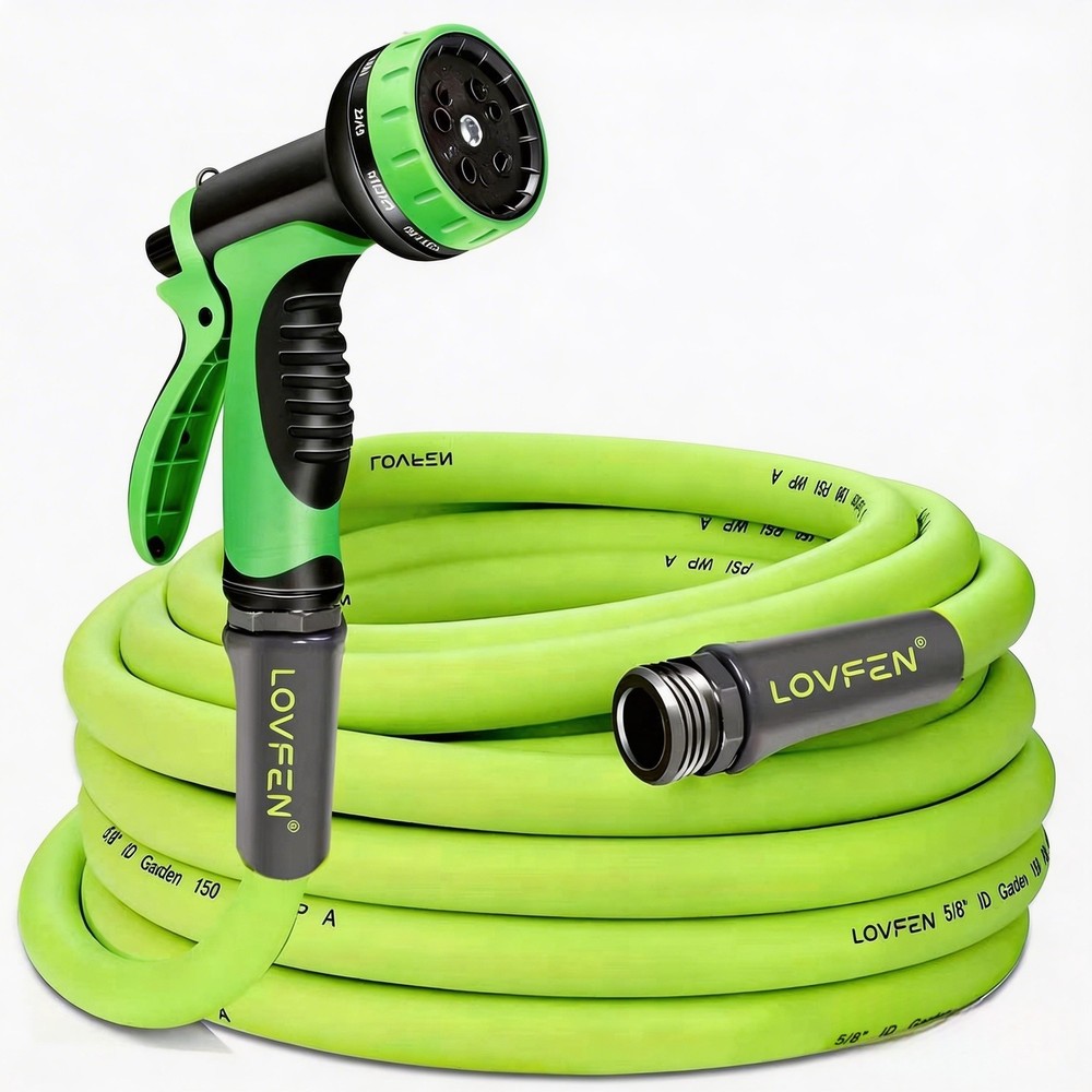 25/50/75/100/150FT Premium 5/8 in ZillaGreen Rubber Garden Hose With Spray Gun
