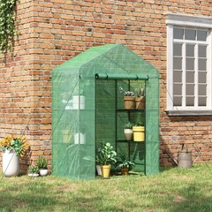 4.67 x 2.4 ft Walk-in Greenhouse Garden Hot House with 4 Shelves Roll-Up Door