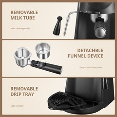 3.5Bar Espresso Maker, Compact Coffee Machine with Milk Frother & Steamer
