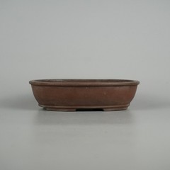 Shohin Bonsai Pot Shibakatsu Unglazed Brown Oval 15.3cm 6.02in Tokoname Vintage