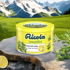 Drops RICOLA Lemon Mint Throat Herb Cough Refreshing Swiss Herb Candy Tin 100g