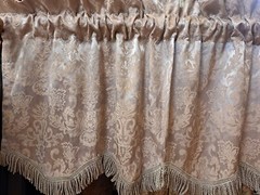 JCPENNY Wave Valance Tan Light Brown Silver Scroll Fringe Rod Pocket 24×54 1pc