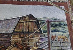 Horses & Barn Afghan Throw Tapestry Blanket 58×48 in P. Johnbuhl
