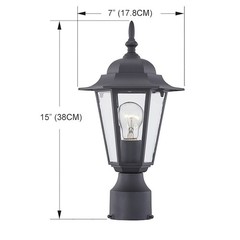 Pia Ricco 1-Light Black Aluminum Outdoor Post Light Fixture Weather Resistant