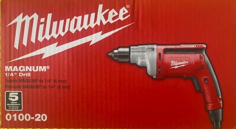 MILWAUKEE 0100-20 Magnum Corded Electric 1/4″ Drill, 7Amp