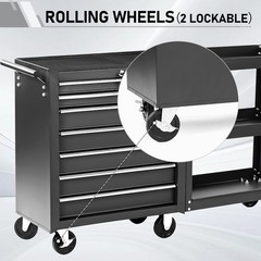 Rolling Tool Chest Tool Box with 7 Drawers & Wheels & Drawer Liners for Garage