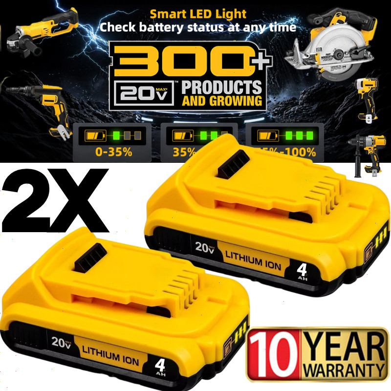 2Pack 4.0AH For DEWALT DCB201 20V 20 Volt Max Lithium Compact Battery DCB204-2