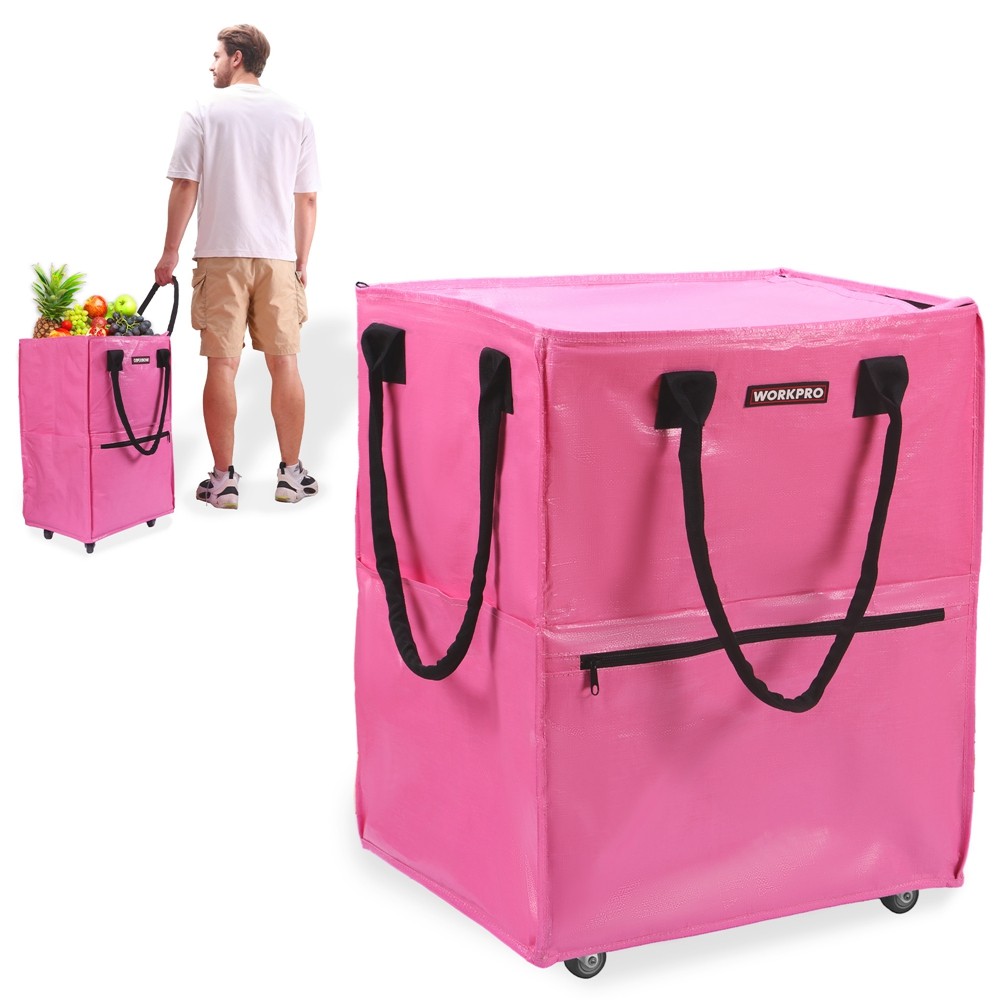 WORKPRO Large Rolling Grocery Bag 36-Gallon Tote 5 Wheels Dual Carry Storage Bag